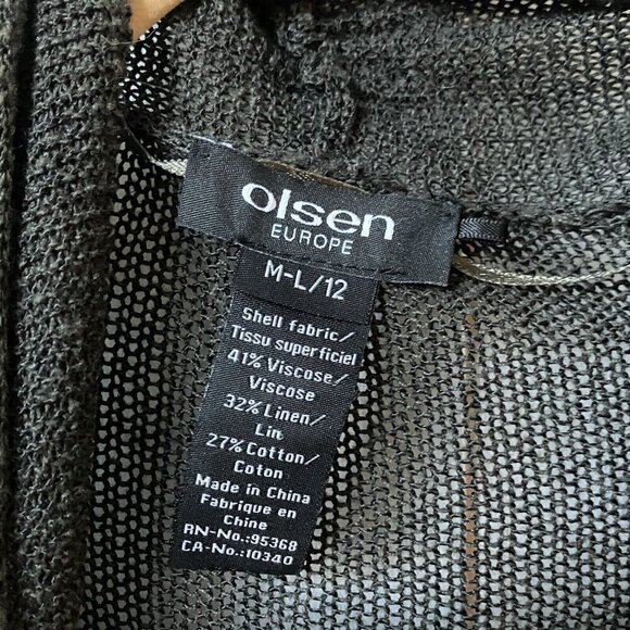 Olsen Europe Cardigan Womens M-L Linen Blend Knit Open Front Lagenlook Boho - Picture 2 of 8